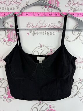 Dynamite tank top corset look, crop, Black Cropped Bustier Tank